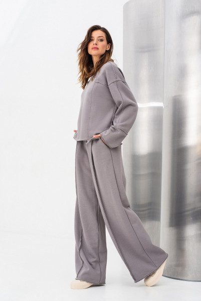 Брюки палаццо трикотажні сірі Елісса 01 Брюки палаццо трикотажні сірі Елісса 01