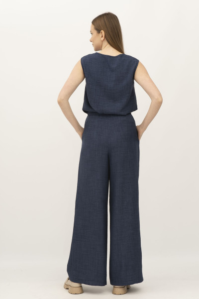 Лляний синій костюм блуза та брюки Блекі