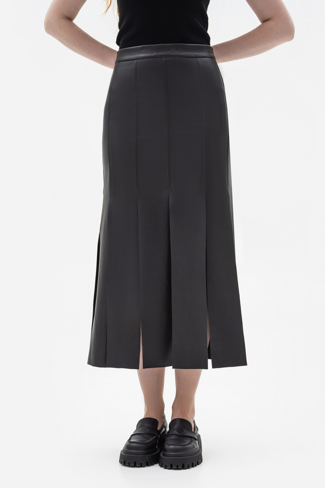 Спідниці з екошкіри чорного кольору Турія