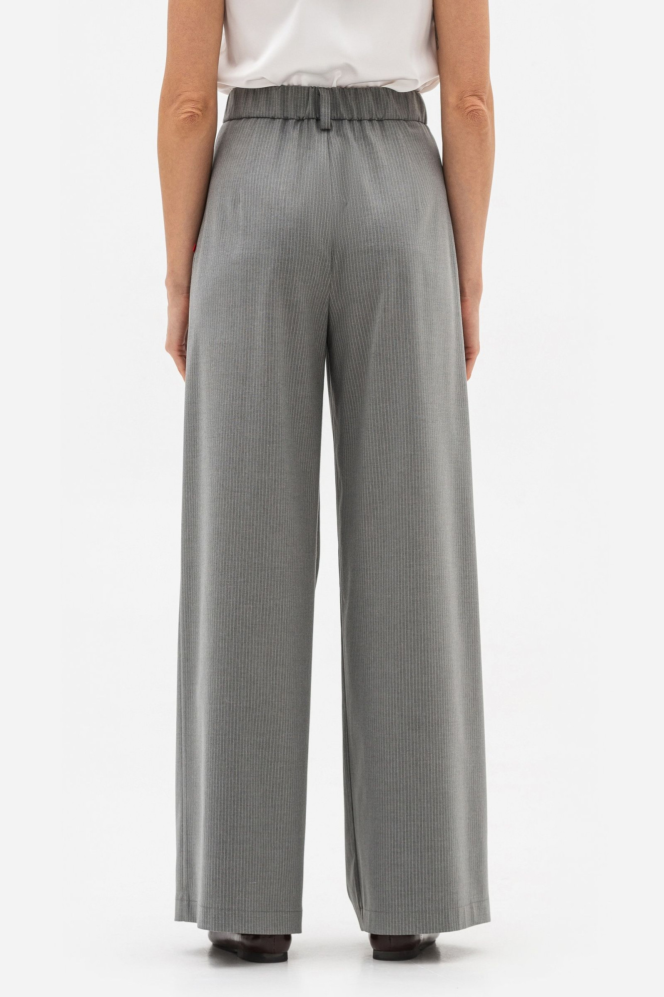 Брюки палаццо з високою посадкою сірого кольору Октара