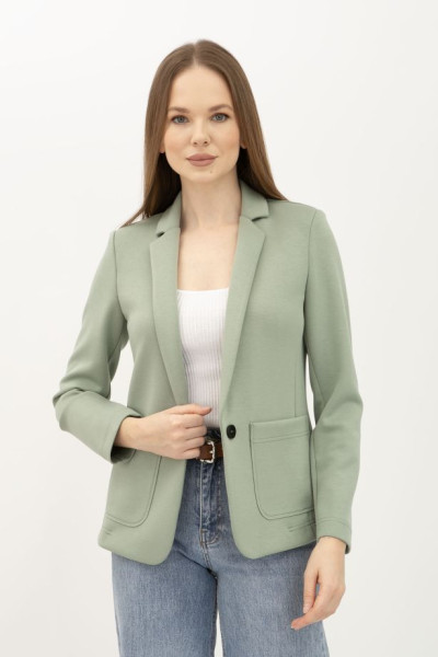 Однобортний зелений жакет з трикотажу Сноу 05 Однобортний зелений жакет з трикотажу Сноу 05