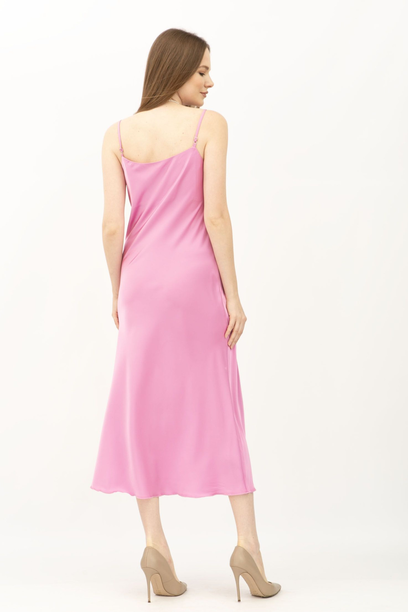 Сукня комбінація рожевого кольору з шовку Граян 3003