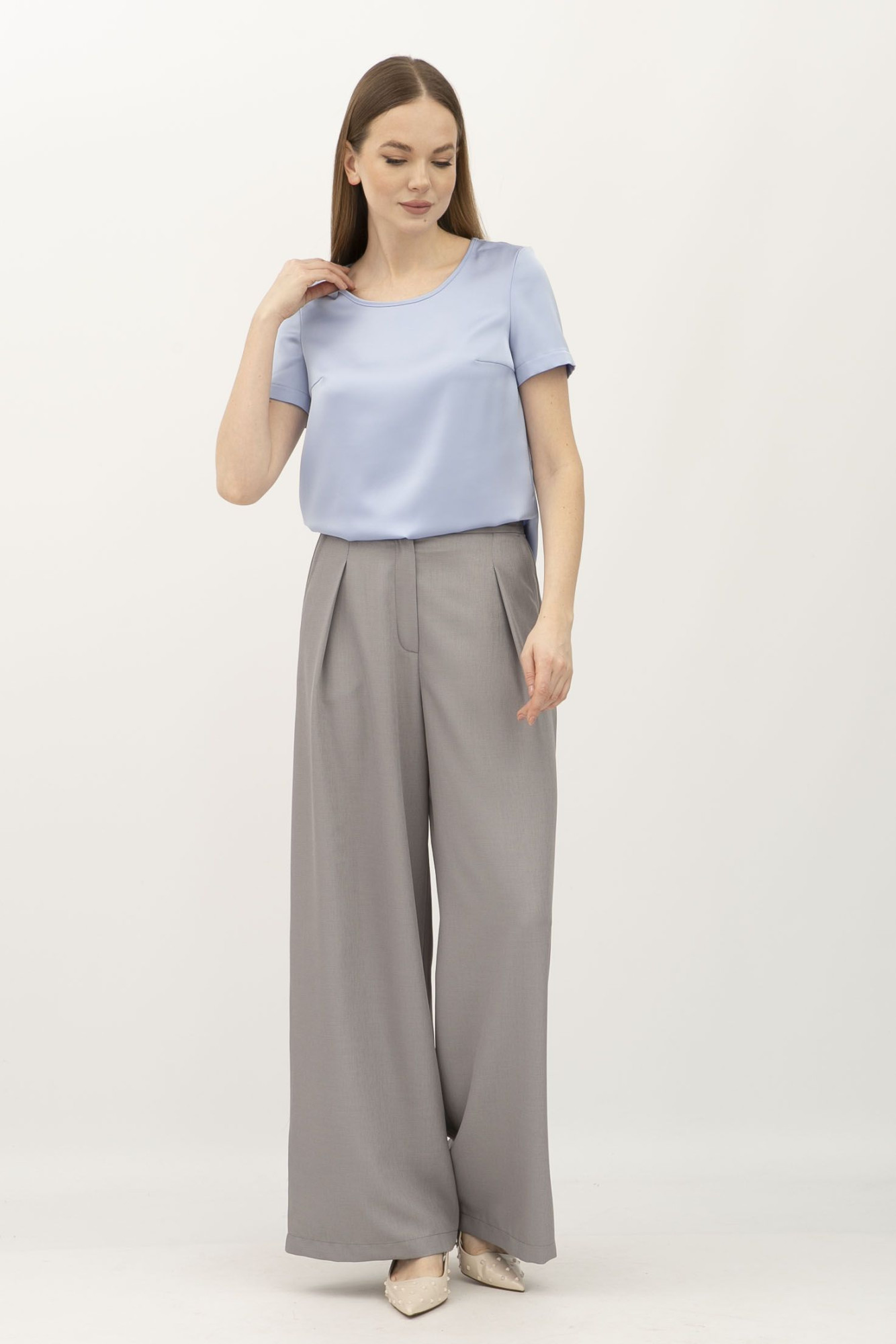 Блуза - футболка з шовку блакитна Ламін 243