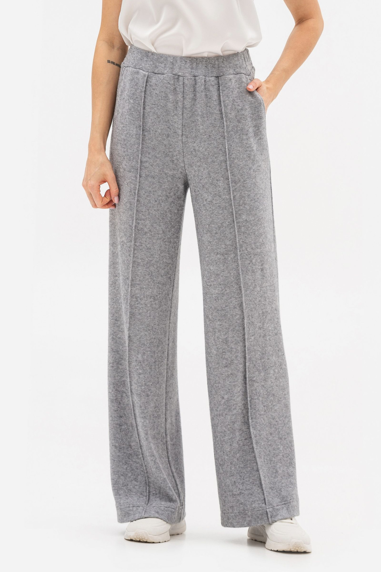 Трикотажні брюки прямого крою сірого кольору Сендра