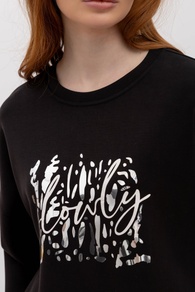 Світшот вільного крою чорного  кольору Солюс 02