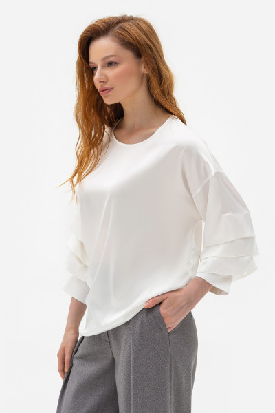 Шовкова блуза молочного кольору Міджи 200
