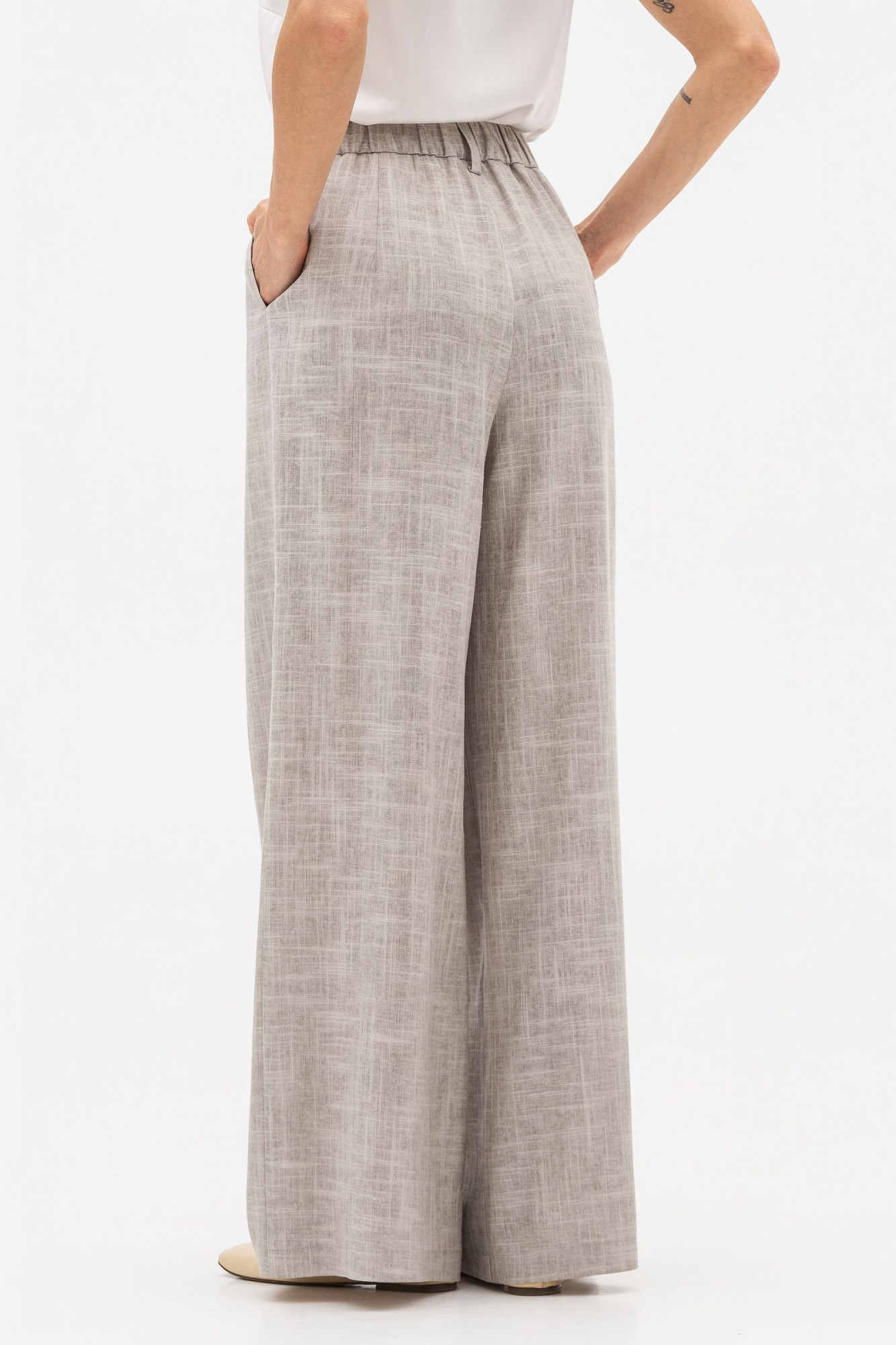 Лляні брюки палаццо сірого кольору Естрія