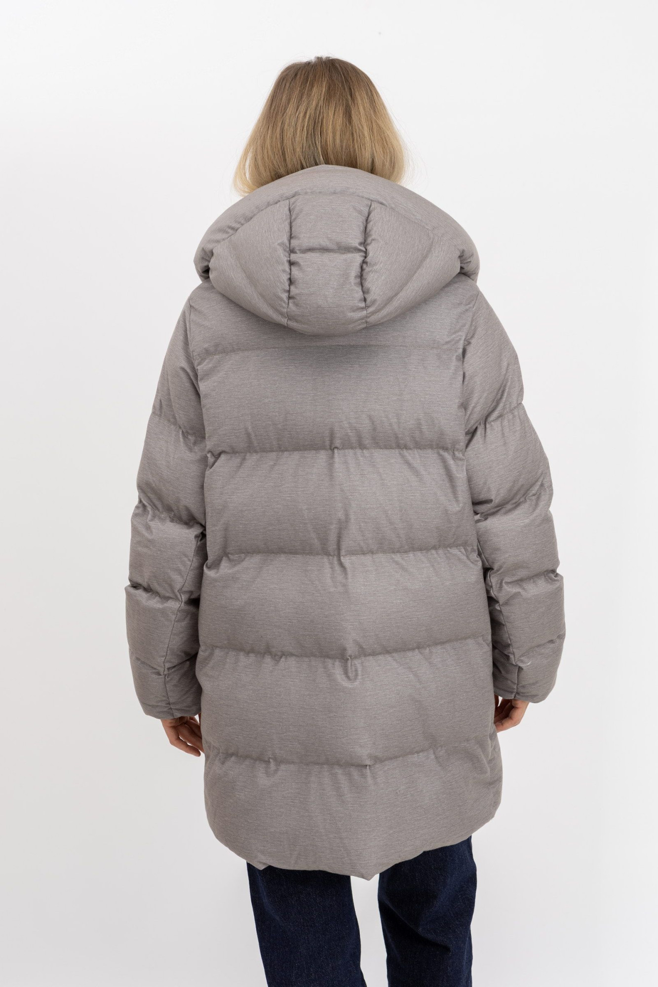 Стьобаний пуховик зі знімним капюшоном 2403/2024