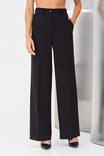 Брюки з костюмної тканини чорного кольору прямі Таліса 02
