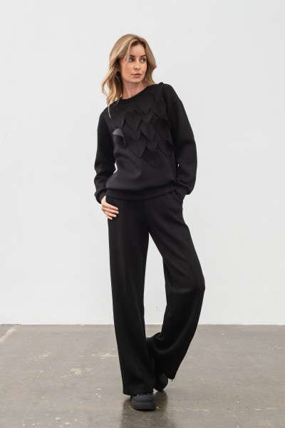 Світшот трикотажний чорний вільного силуету Оріне 01