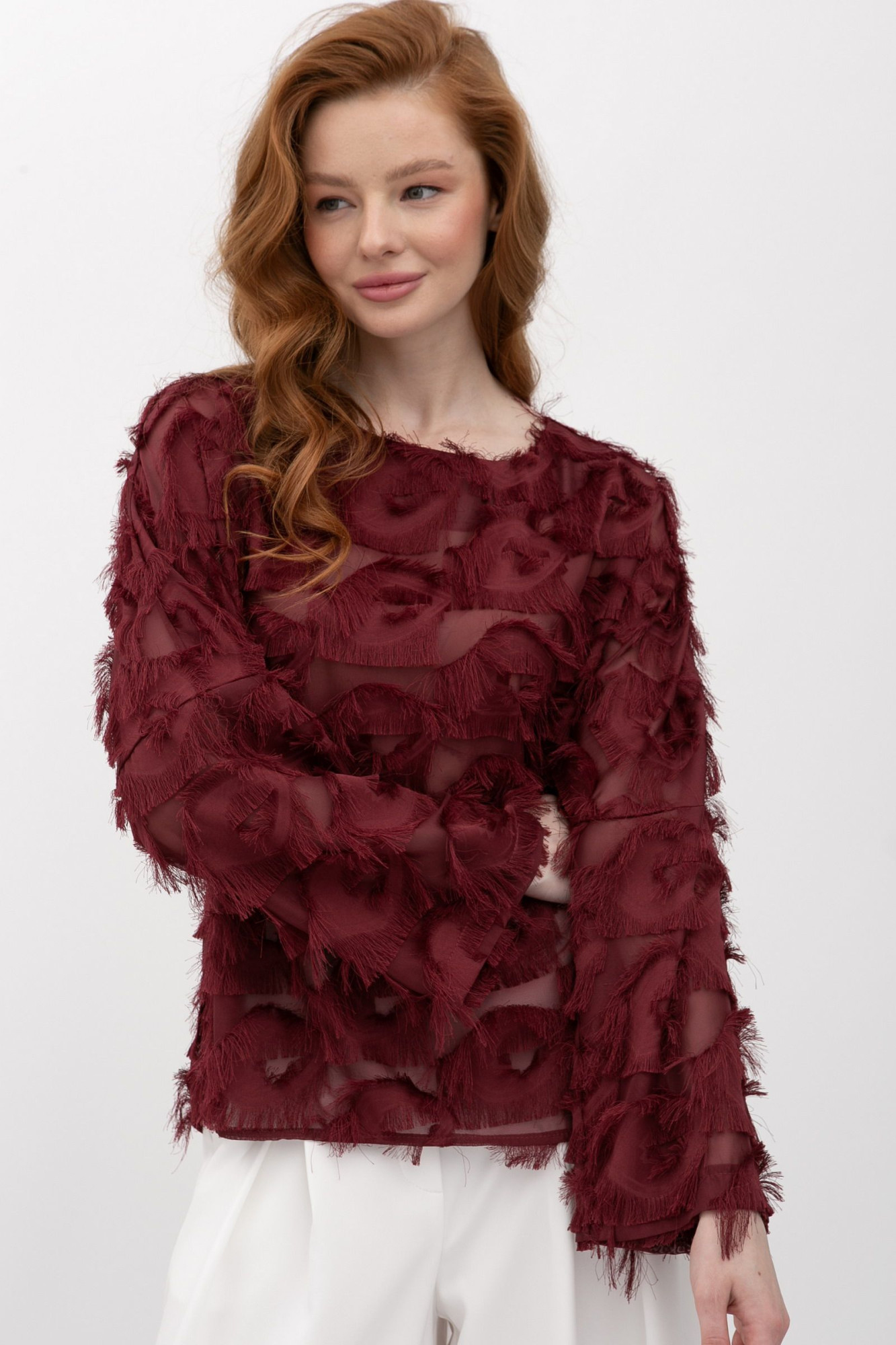 Жіноча блуза вільного крою бордового кольору Тіскан