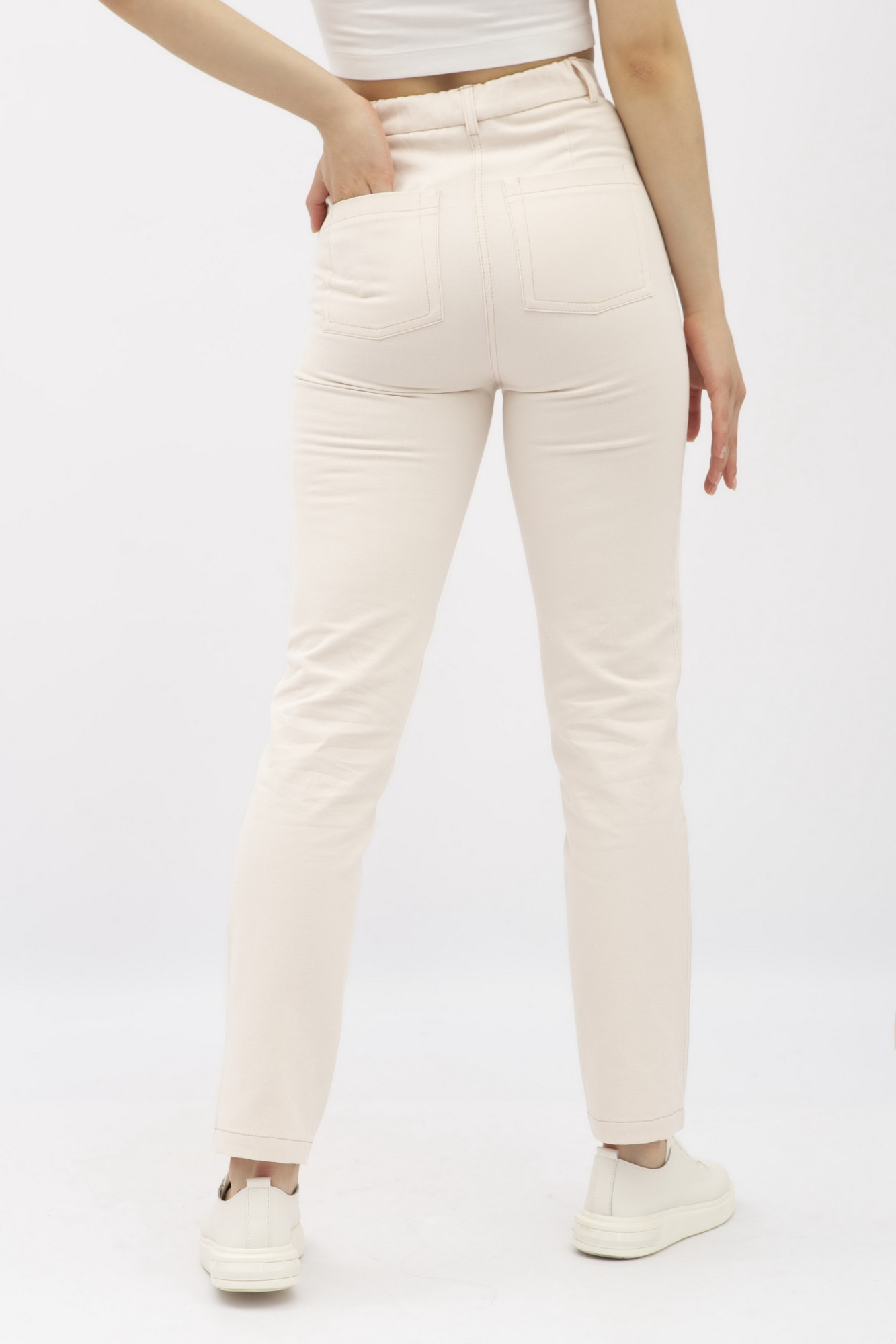 Бежеві штани в стилі денім з котону Сторі 04