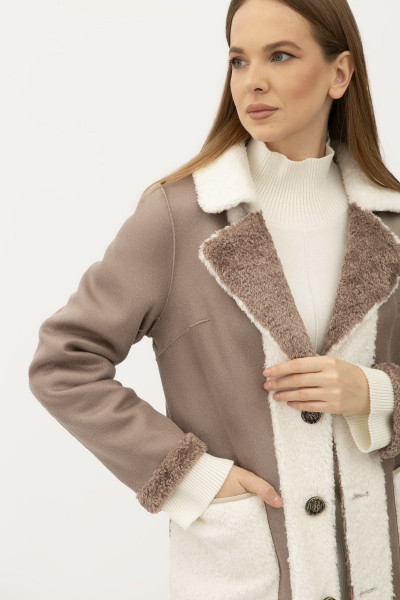 Двостороннє пальто однобортне  кольору капучино 24107303