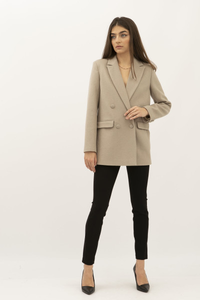 Класичний жіночий двобортний жакет з лацканом та з англійським коміром Ніру 06