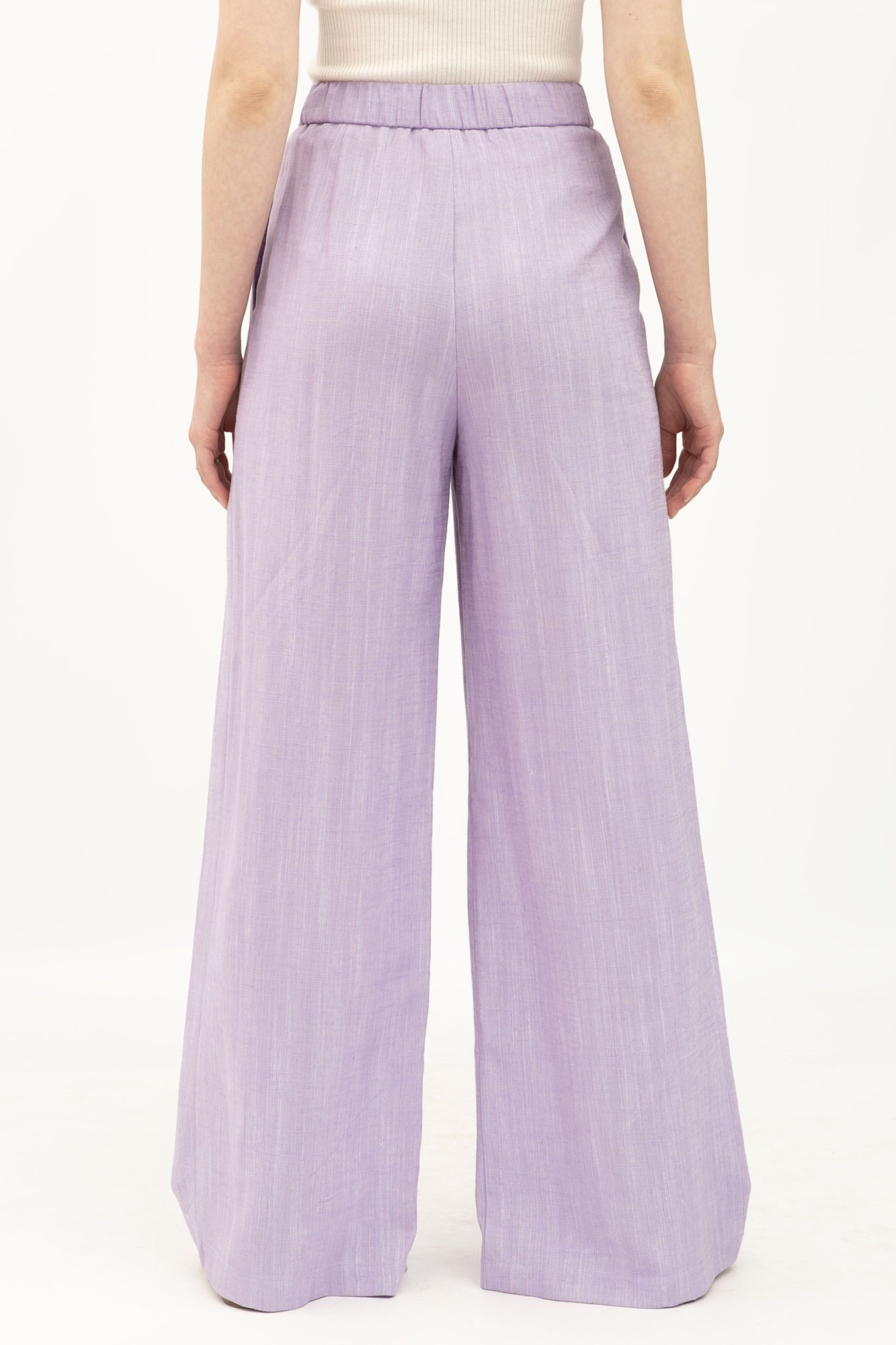 Лляні брюки палаццо бузкові Меларі 16