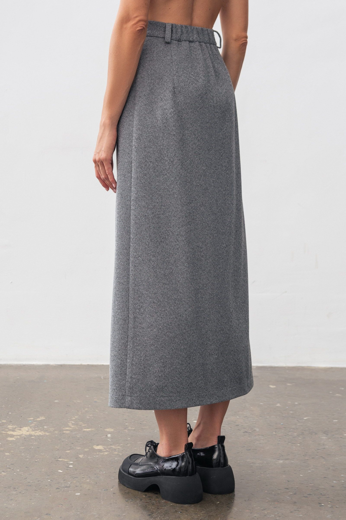 Спідниця прямого силуету довжини міді сіра Фуруд