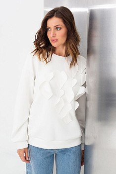 Світшот трикотажний молочний вільного силуету Оріне