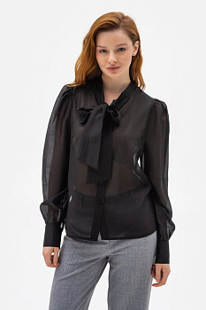 Напівпрозора блуза вільного силуету чорного кольору Астрея 03