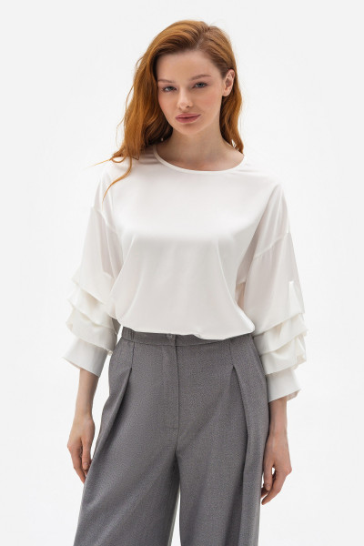 Шовкова блуза молочного кольору Міджи 200