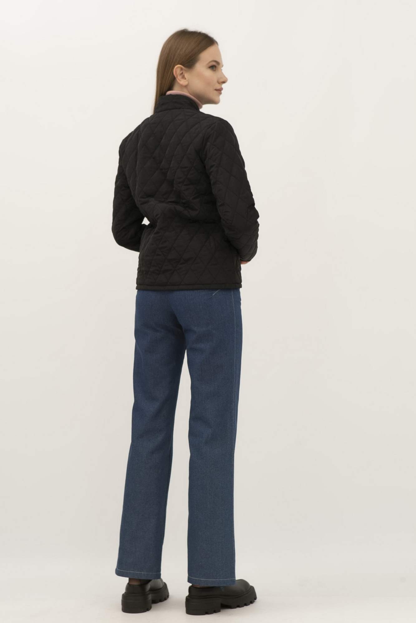 Куртка зі стьобаної тканини чоного кольору Астея 03