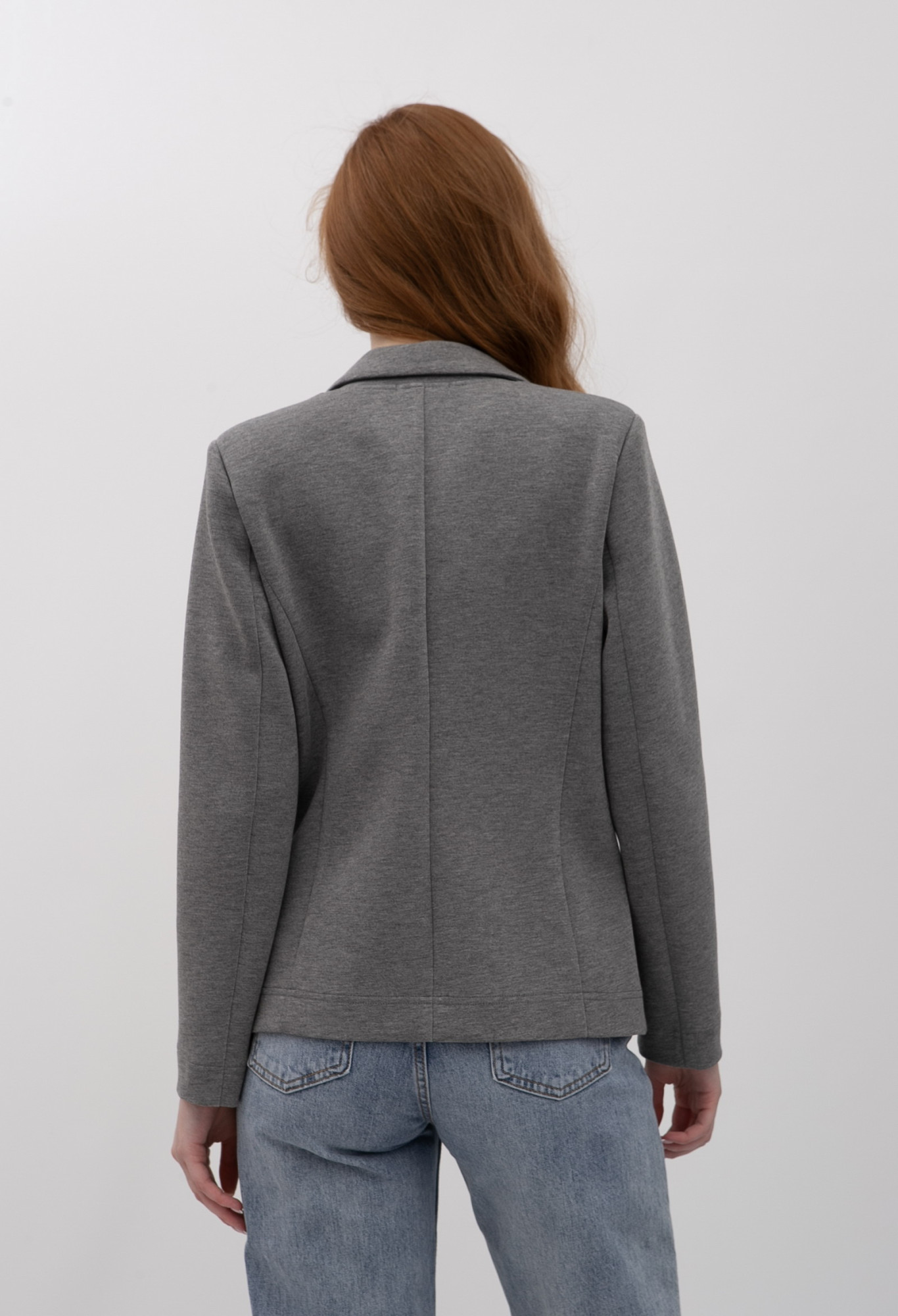 Однобортний сірий  жакет з трикотажу Сноу 19