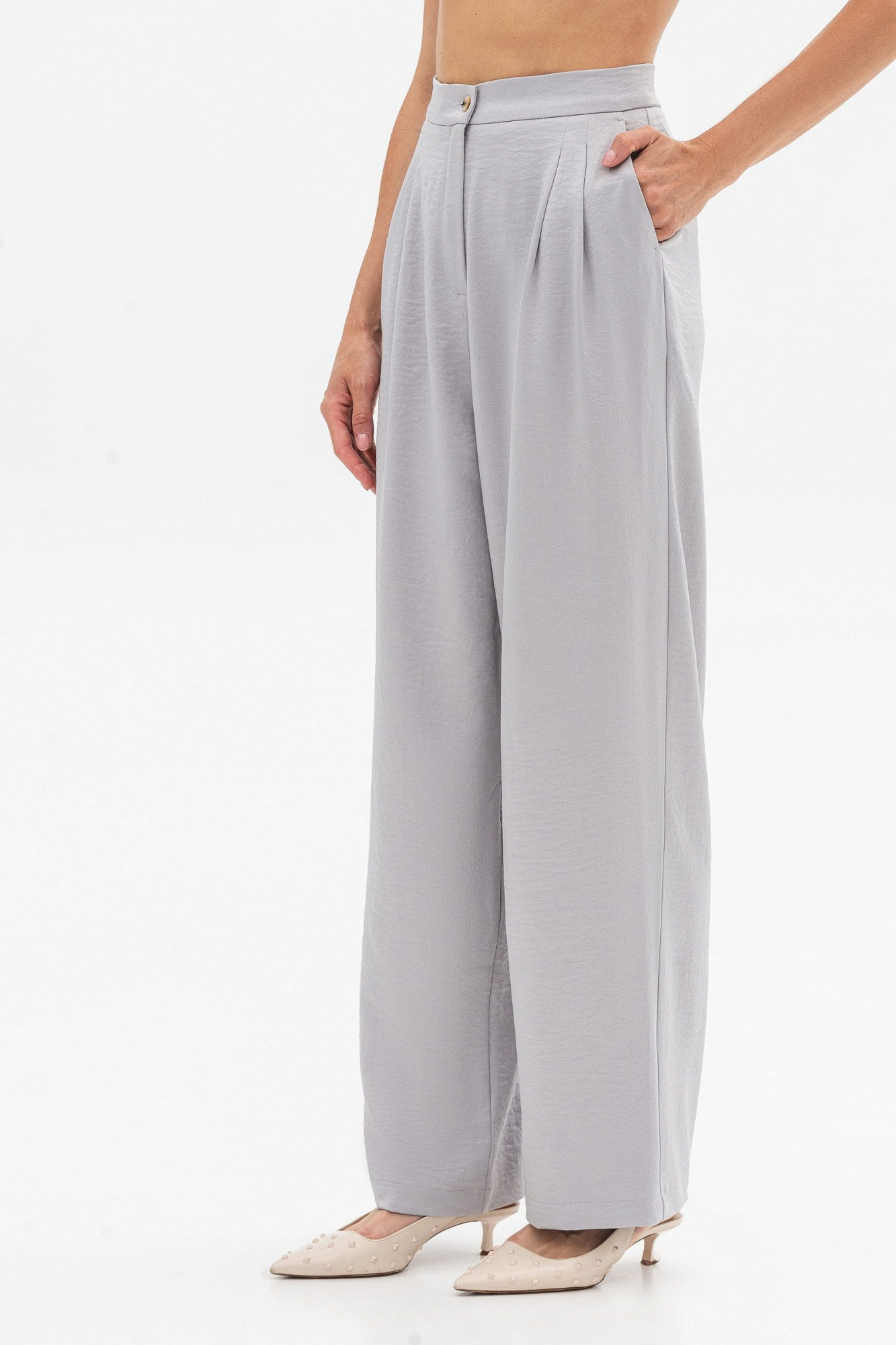 Класичні жіночі штани з високою посадкою сірі Аміка 003