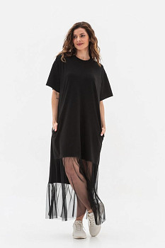 Трикотажна сукня вільного силуету чорного кольору Селера