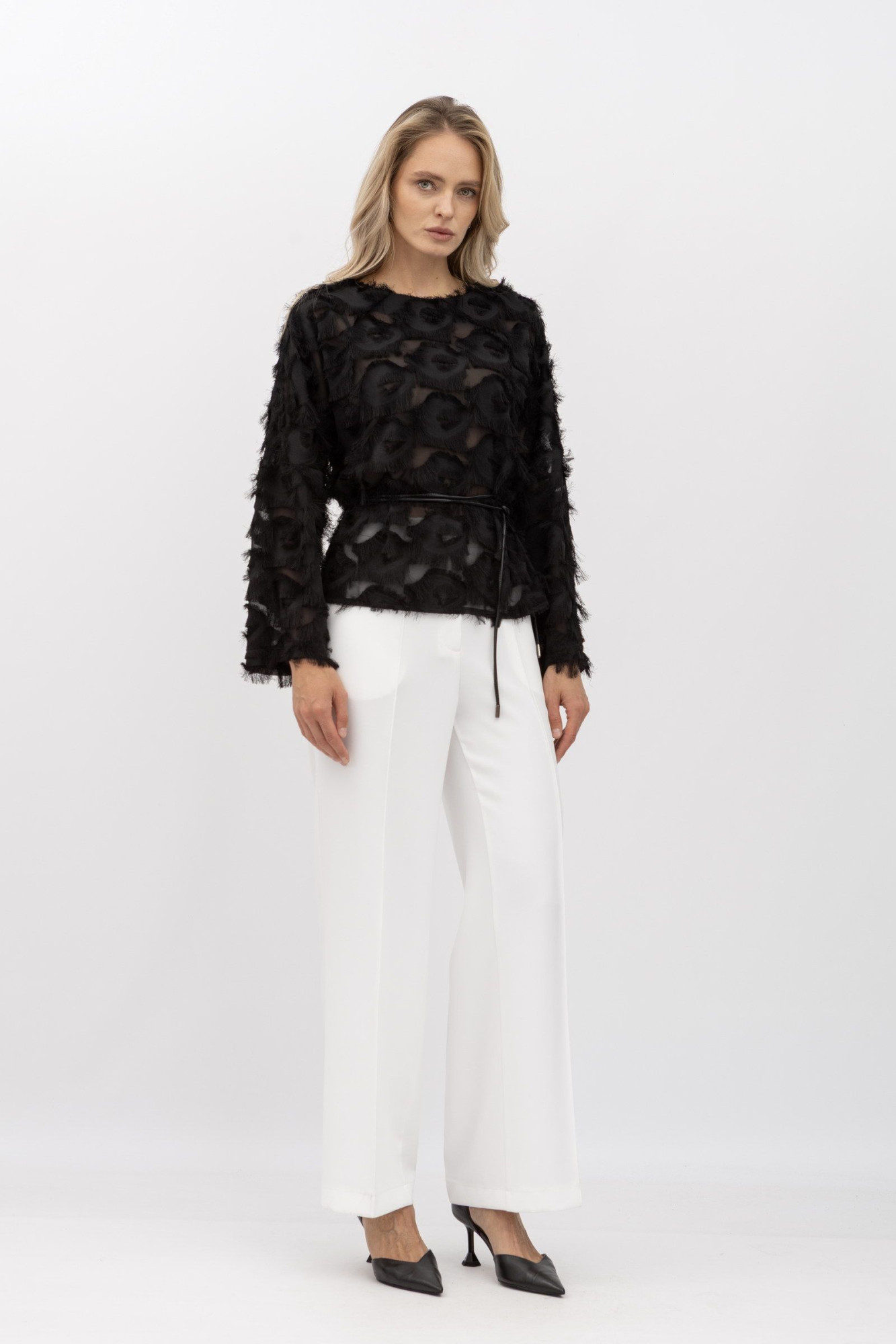 Жіноча блуза вільного крою чорного кольору Тіскан 01