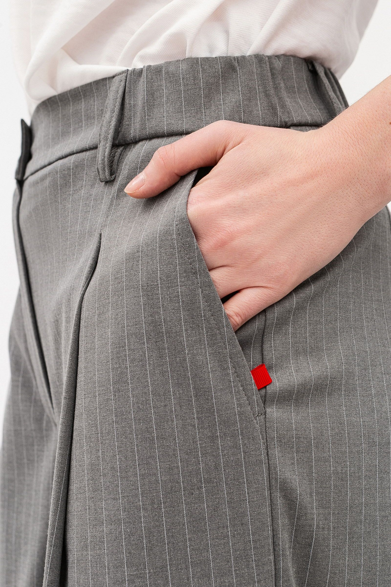 Брюки палаццо з високою посадкою сірого кольору Октара 01