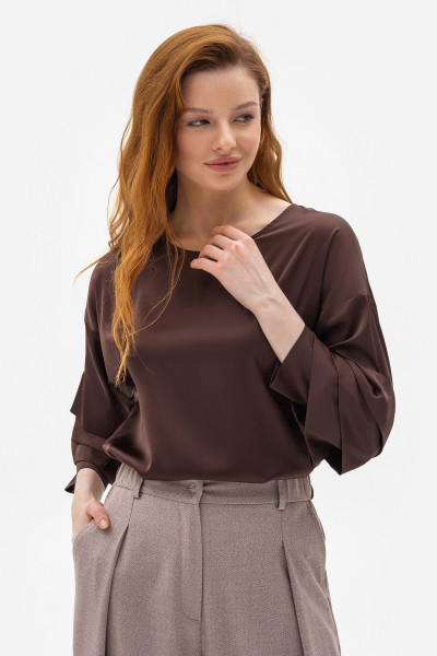 Шовкова блуза коричневого  кольору Міджи 201