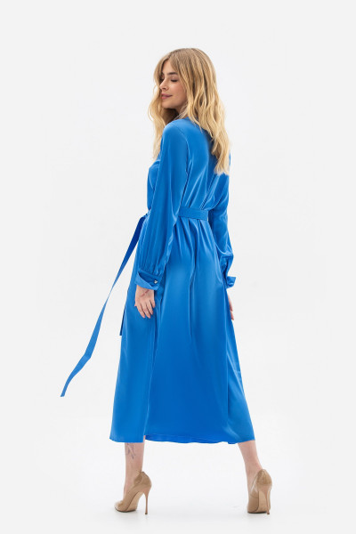 Блакитна сукня -міді з сатину фасону - трапеція Влорія