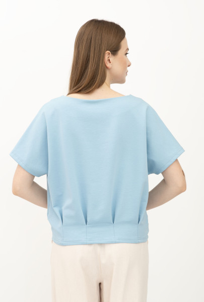 Блакитна трикотажна блуза вільного силуету Фіанет 02 Блакитна трикотажна блуза вільного силуету Фіанет 02