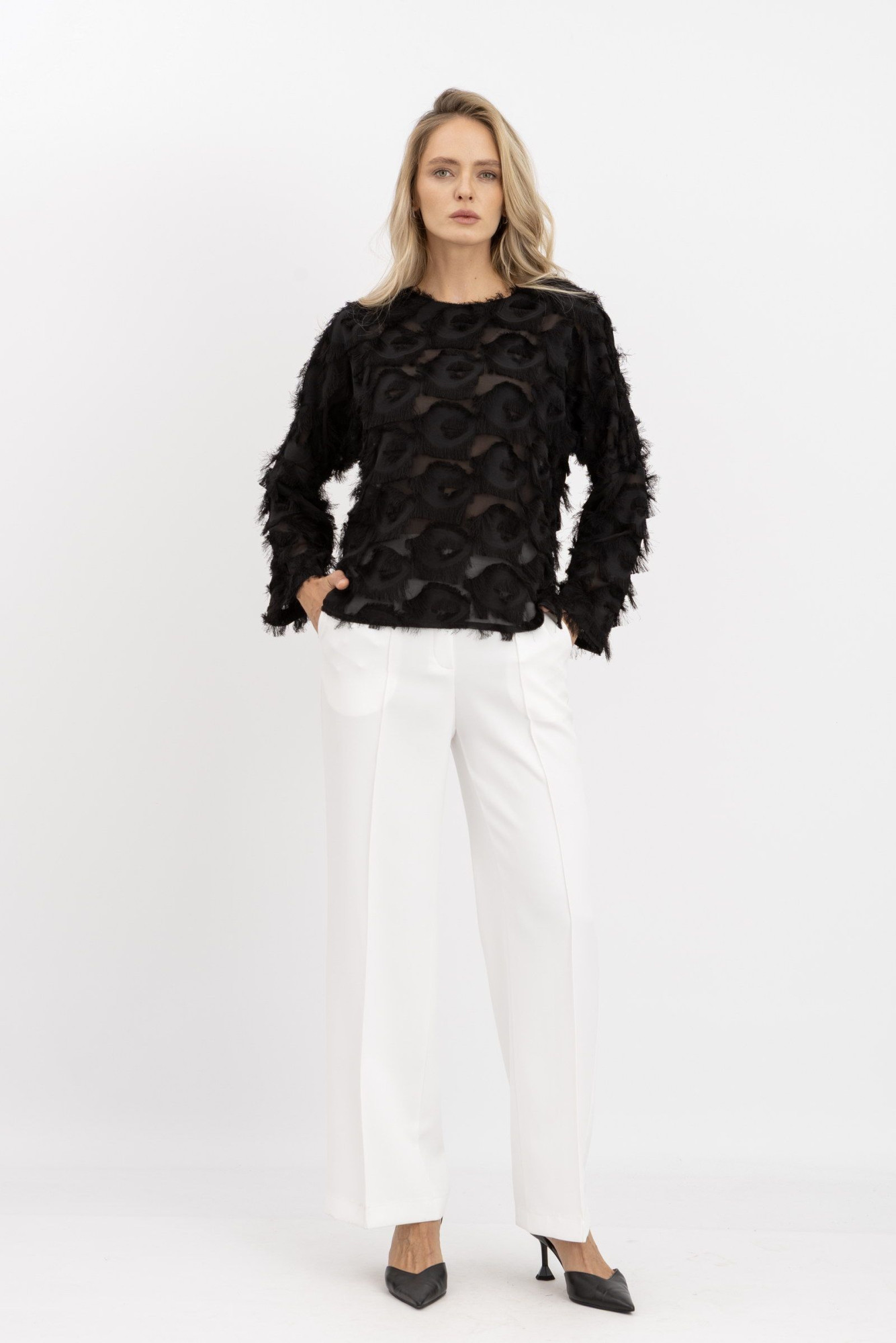 Жіноча блуза вільного крою чорного кольору Тіскан 01