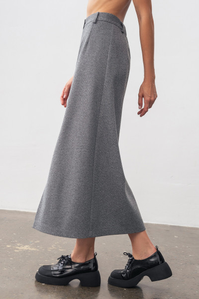 Спідниця прямого силуету довжини міді сіра Фуруд