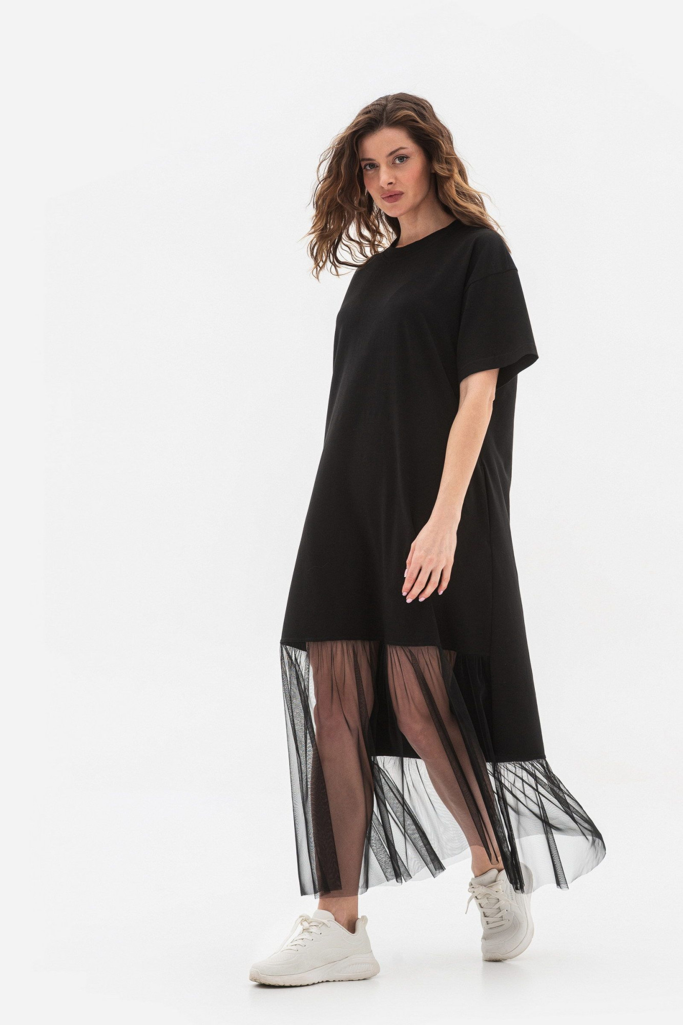 Трикотажна сукня вільного силуету чорного кольору Селера