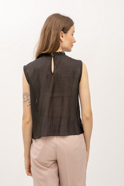 Літня напівпрозора блуза вільного силуету чорного кольору Млада 02