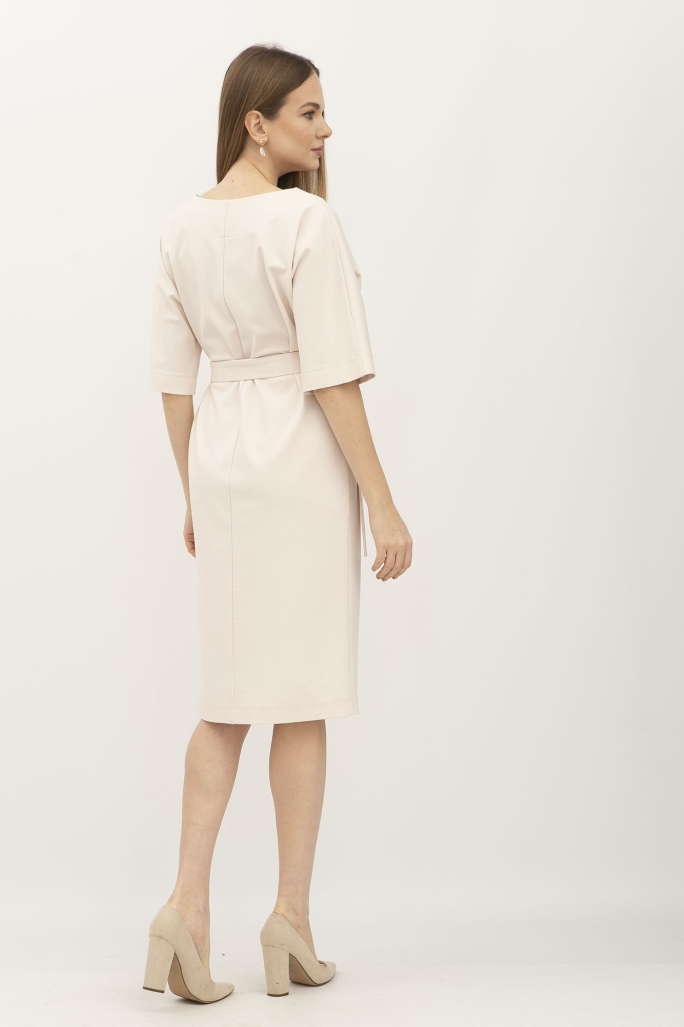 Сукня молочна з еластичної тканини прямого силуету Нурін