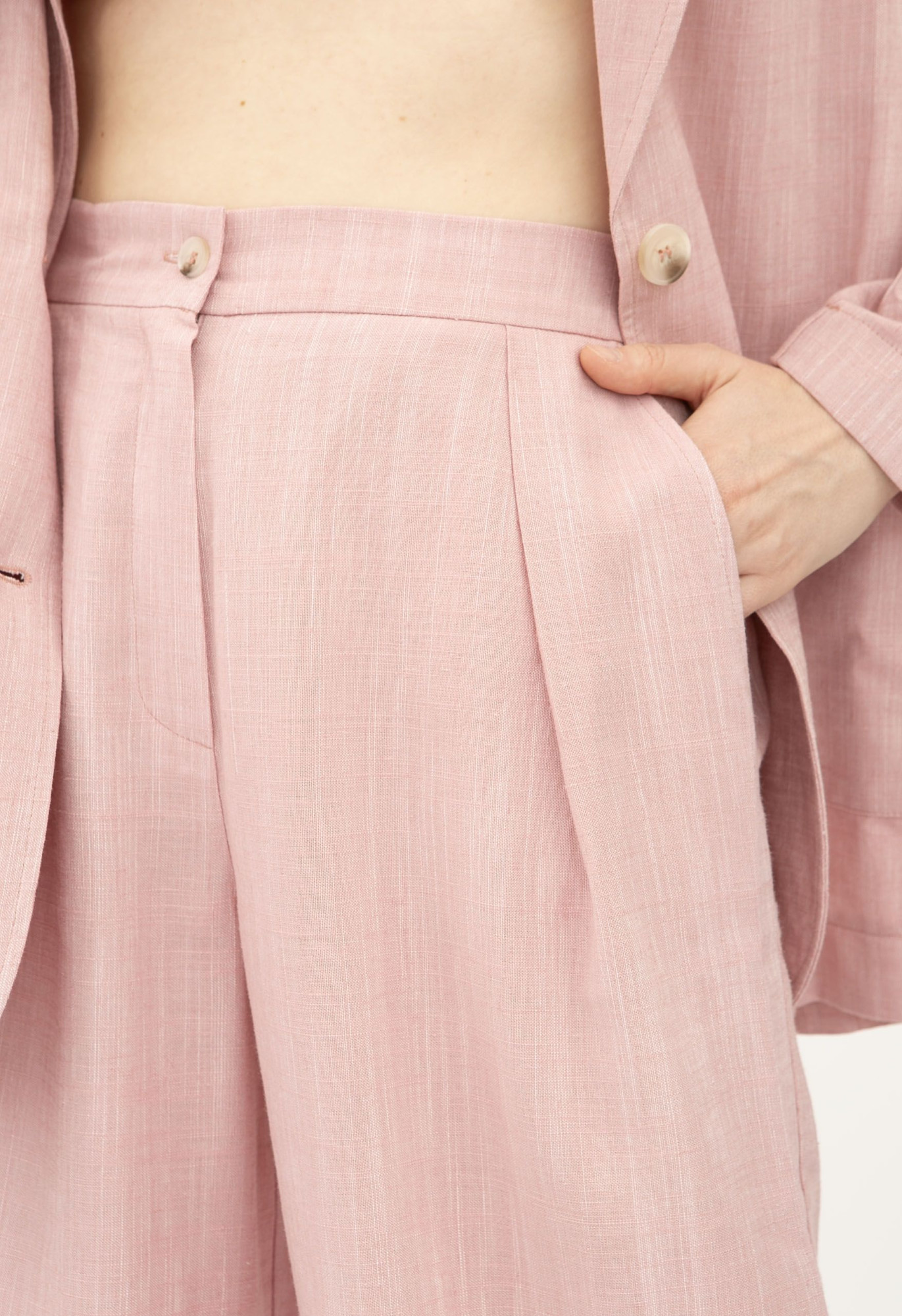 Лляні брюки палаццо рожеві Меларі 12