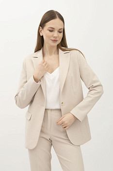 Жакет жіночій однобортний бежевого  кольору Пафос 14