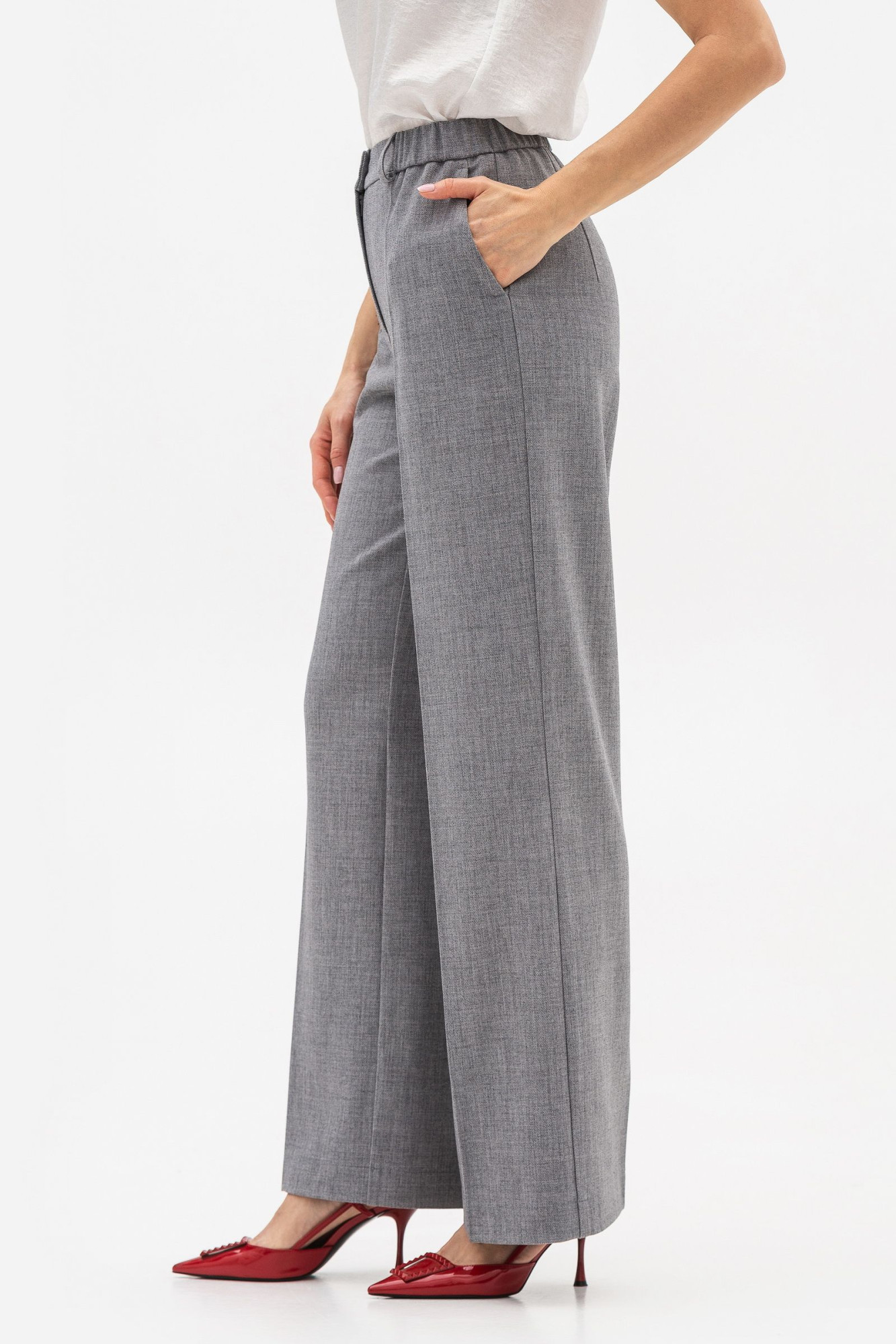 Брюки палаццо з костюмної тканини сірого кольору Таріна