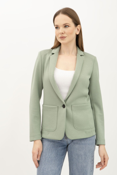 Однобортний зелений жакет з трикотажу Сноу 05 Однобортний зелений жакет з трикотажу Сноу 05