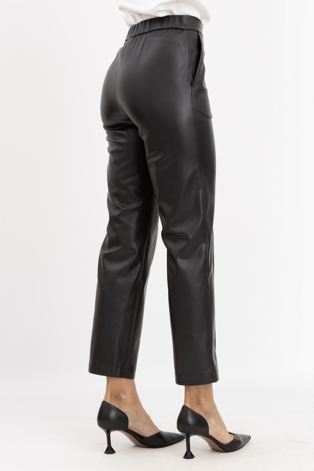 Брюки з екошкіри чорні Салена 01