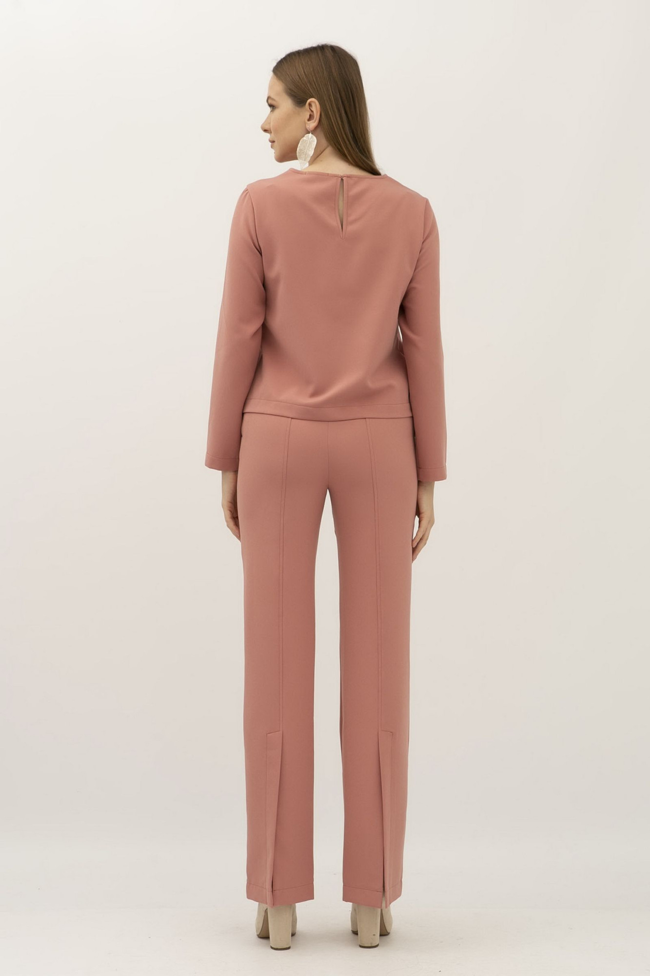 Жіночий  костюм з блузою та штанами теракотового кольору Тєміт 01