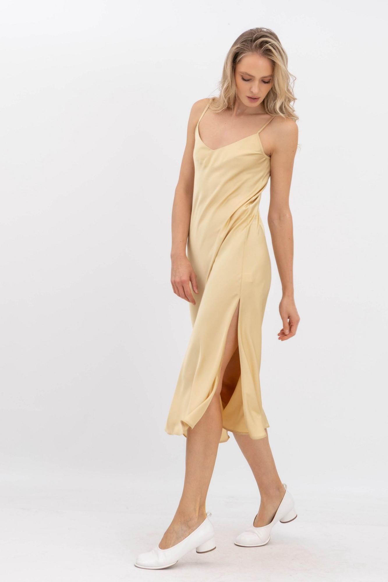 Сукня комбінація золотистого кольору з шовку Граян 40