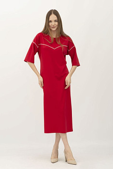 Червона  жіноча сукня прямого крою зі спущеним рукавом Абені 04
