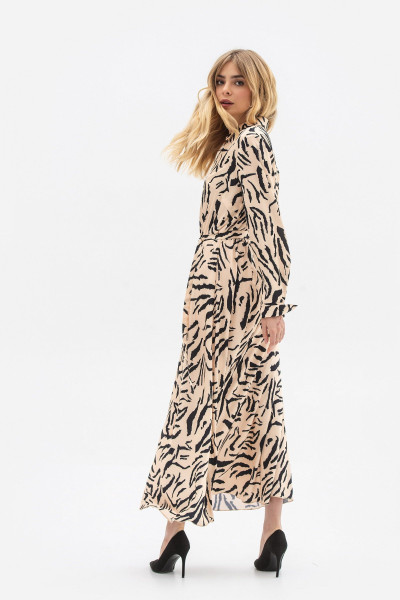 Сукня напівприталеного силуету з трапецієподібною спідницею бежевого кольору Таірія