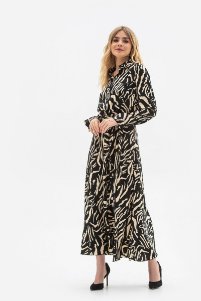 Сукня напівприталеного силуету з трапецієподібною спідницею чорного кольору Таірія 01