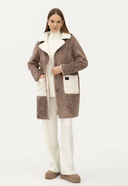 Двостороннє пальто однобортне  кольору капучино 24107303