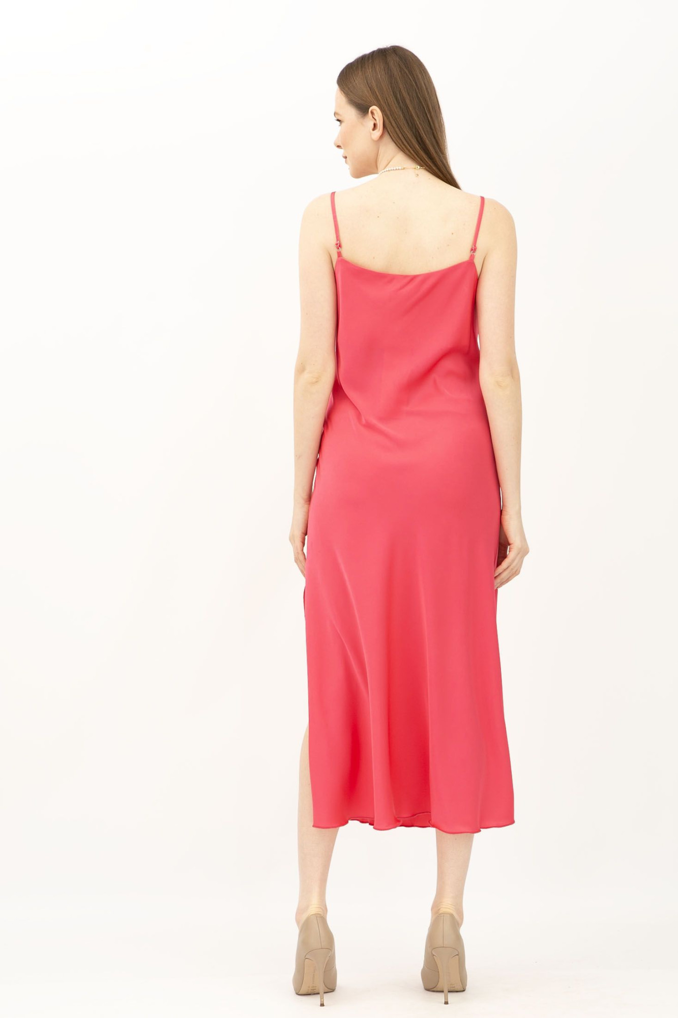 Сукня комбінація кольору фуксія з шовку Граян 3002