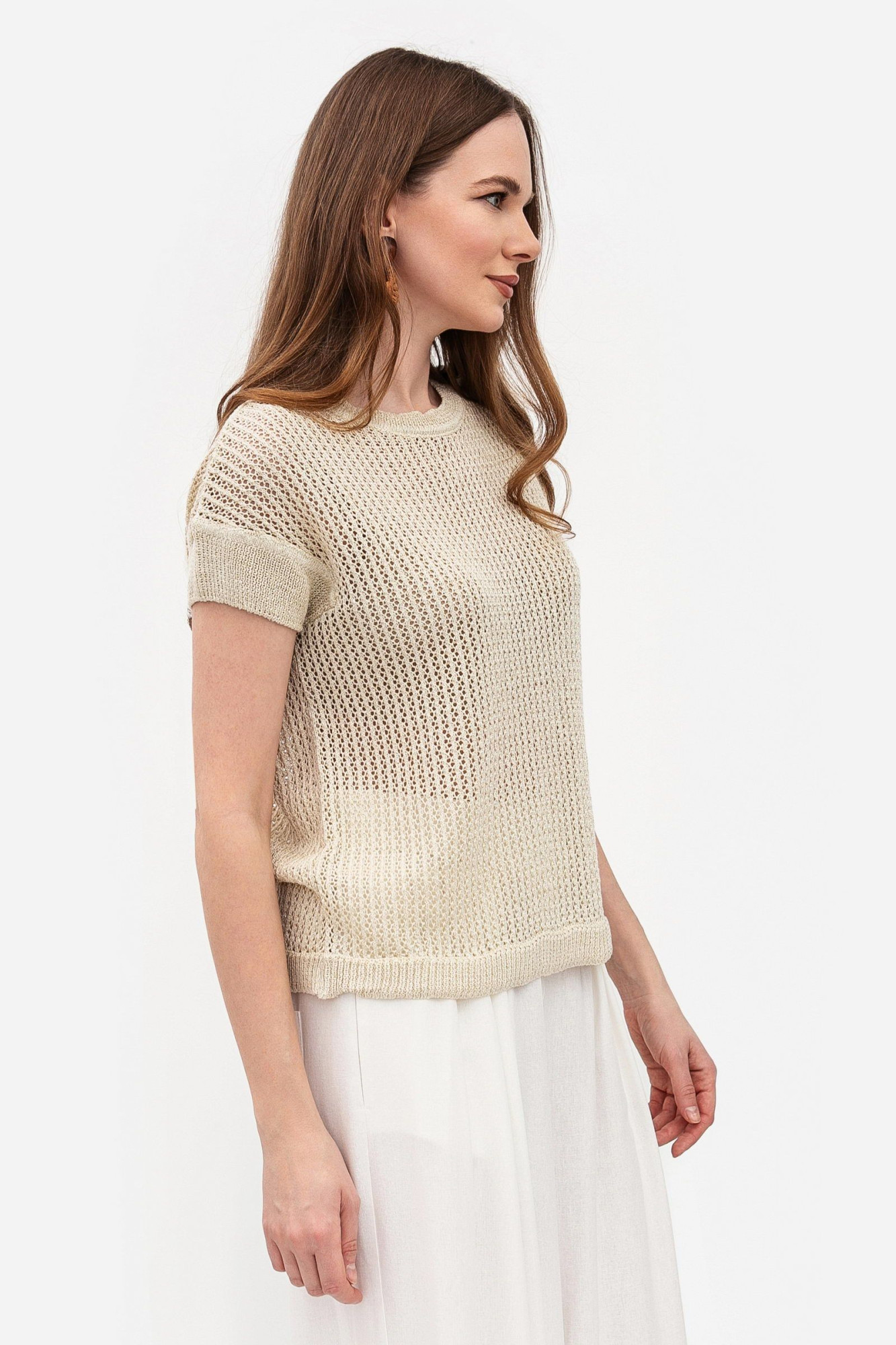 Трикотажна в'язана блуза бежевого кольору 25100101